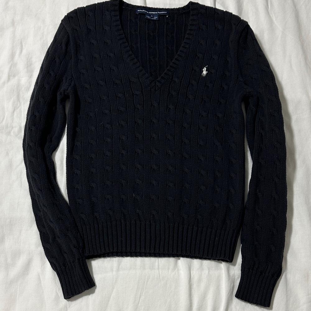 Polo Ralph Lauren Women's Black V-Neck Sweater